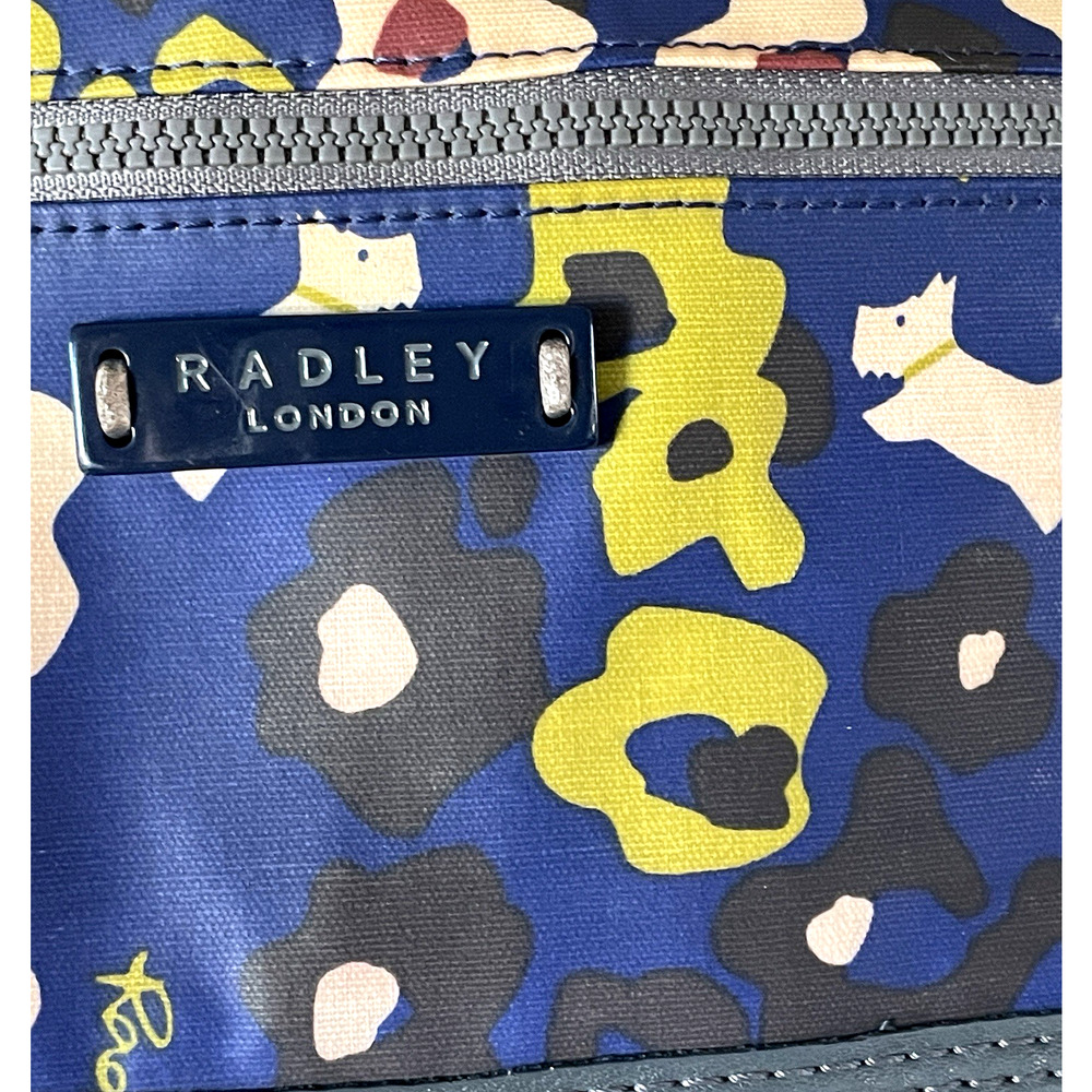 RADLEY LONDON Blue Scottie Dog Purple Nylon Shoulder Flap Zip Crossbody Bag RARE - Picture 9 of 16